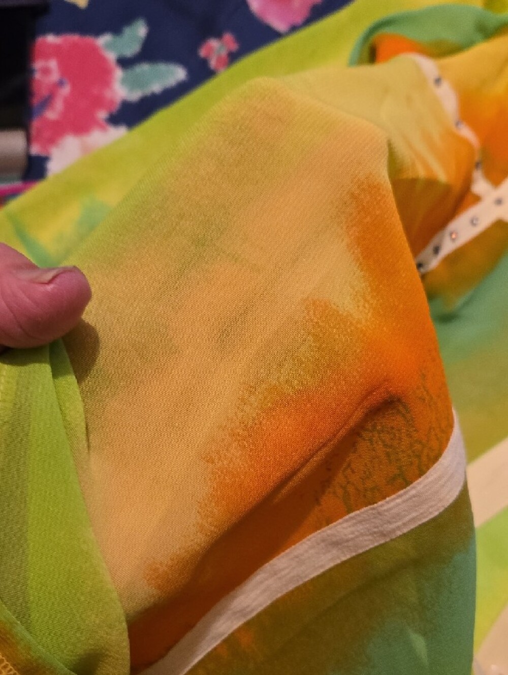Vintage Tie-Dye Button Front Shirt in Green & Orange - Picture 8 of 8